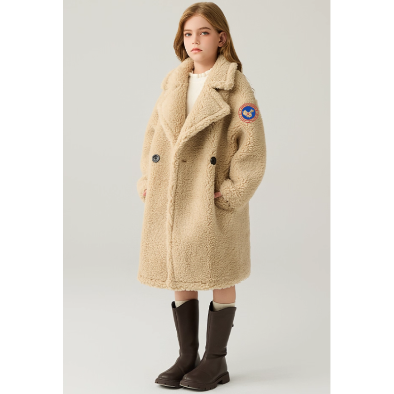 Authentic Khaki Energy Goose Suit Collar Kid's Lamb Coat Elite Kids Online for Sale