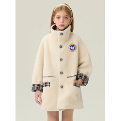 Authentic White Plaid Energy Goose Dual Kid's Lamb Coat Elite Kids Online for Sale