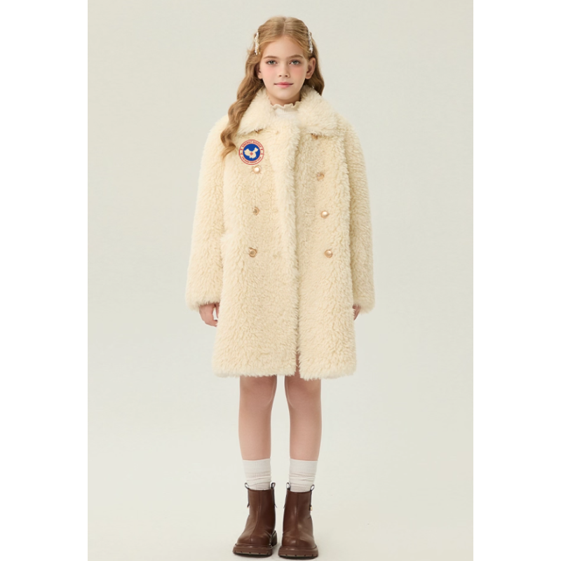 Authentic Light Yellow Energy Goose Stylish Kid's Lamb Coat Elite Kids Online for Sale