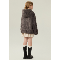 Authentic Light Gray Energy Goose Ox Horn Kid's Lamb Short Coat Elite Kids Online for Sale