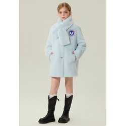 Authentic Light Blue Energy Goose Mink Fox Fur Kid's Lamb Coat Elite Kids Online for Sale