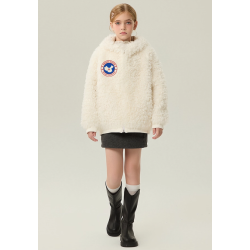 Authentic Apricot Energy Goose Bear Hat Kid's Lamb Short Coat Elite Kids Online for Sale