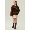Authentic Chocolate Energy Goose Bowknot Kid's Lamb Short Coat Elite Kids Online for Sale