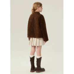 Authentic Chocolate Energy Goose Bowknot Kid's Lamb Short Coat Elite Kids Online for Sale