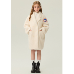 Authentic White Energy Goose Mohair Suit Collar Kid's Lamb Coat Elite Kids Online for Sale