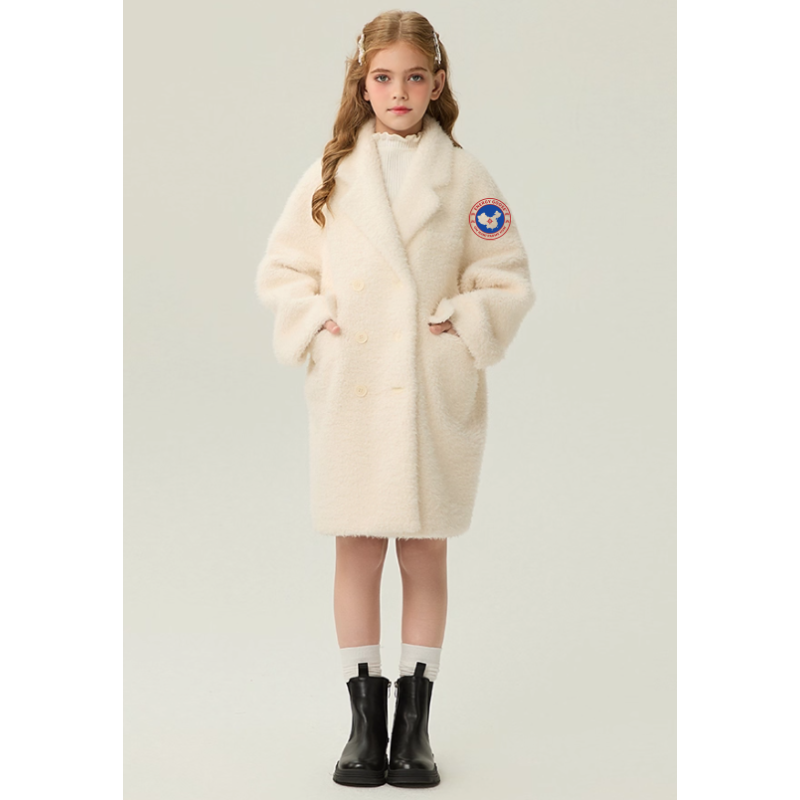 Authentic White Energy Goose Mohair Suit Collar Kid's Lamb Coat Elite Kids Online for Sale