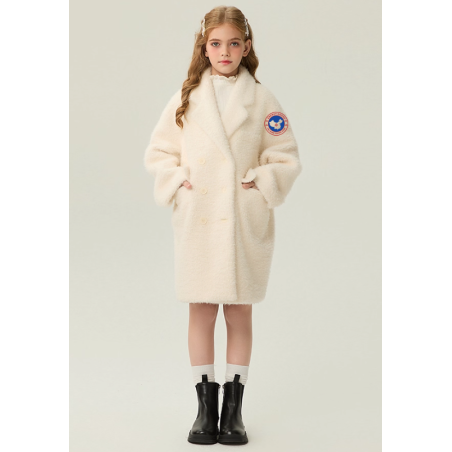 Authentic White Energy Goose Mohair Suit Collar Kid's Lamb Coat Elite Kids Online for Sale