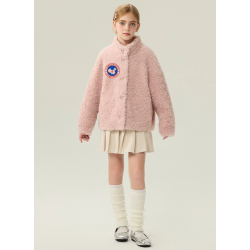 Authentic Pink Energy Goose High Collar Kid's Lamb Short Coat Elite Kids Online for Sale