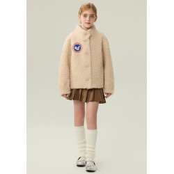 Authentic Pink Energy Goose High Collar Kid's Lamb Short Coat Elite Kids Online for Sale