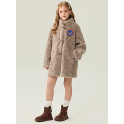 Authentic Gray Energy Goose Ox Horn Button Kid's Lamb Coat Elite Kids Online for Sale