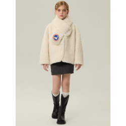 Authentic White Energy Goose Scarf Kid's Lamb Short Coat Elite Kids Online for Sale