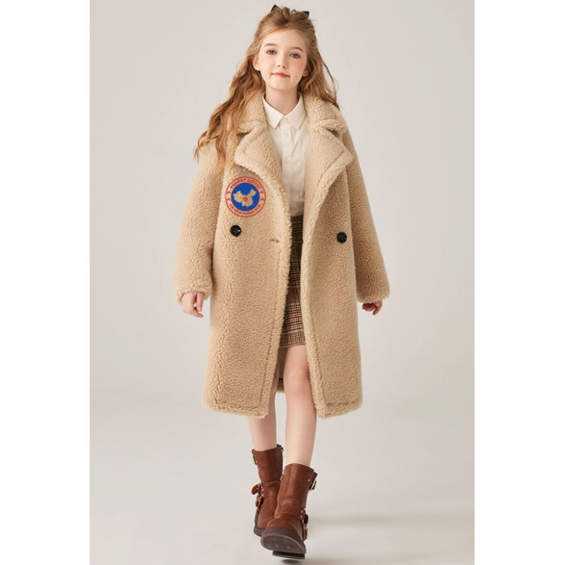 Authentic Beige Energy Goose Cashmere Kid's Lamb Coat Elite Kids Online for Sale
