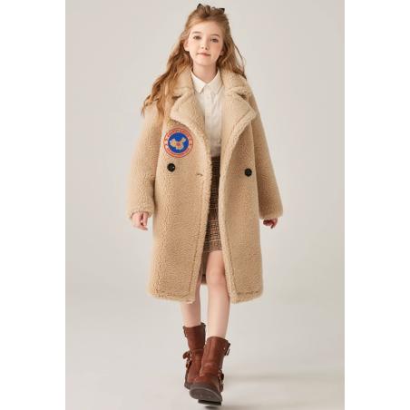 Authentic Beige Energy Goose Cashmere Kid's Lamb Coat Elite Kids Online for Sale