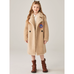 Authentic Beige Energy Goose Cashmere Kid's Lamb Coat Elite Kids Online for Sale
